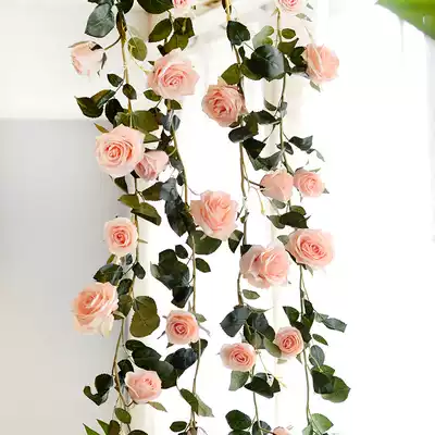 Simulated rose vine fake rattan rattan living room air conditioning pipe winding heating decoration shade vines wedding decoration