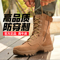 New combat training boots suede cowhide brown shoes for men wear-resistant zipper anti-thorn mountaineering waterproof travel desert