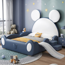 CHILDRENS BED WITH GUARDRAILS BOY TEEN BLUE BOY BED MICKEY BOY BED SLIDE TERRA SOLID WOOD MULTIFUNCTION SINGLE BED