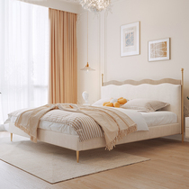 2022 new tech cloth net red wave bed light extravagant modern minimalist cloth art master bedroom with double peoples bed