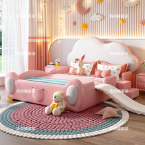 Creative Cartoon Cloud Doodle Childrens Bed Girl Princess Bed Multifunction With Guardrails Baby Baby Solid Wood Bedroom Single