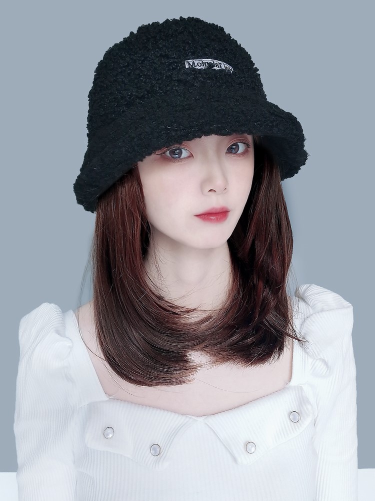 Lady's new wearing hat's wig lady Autumn winter 2021 Bursting Hats with a wig Fashion Spring and Autumn