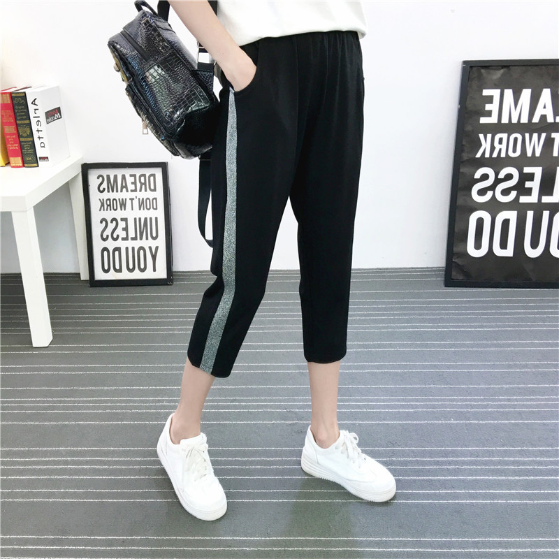 Extra Large Size Women's Summer Thin Sports Capri Pants for Plus Size Women 100kg Extra Large Loose Harem Pants