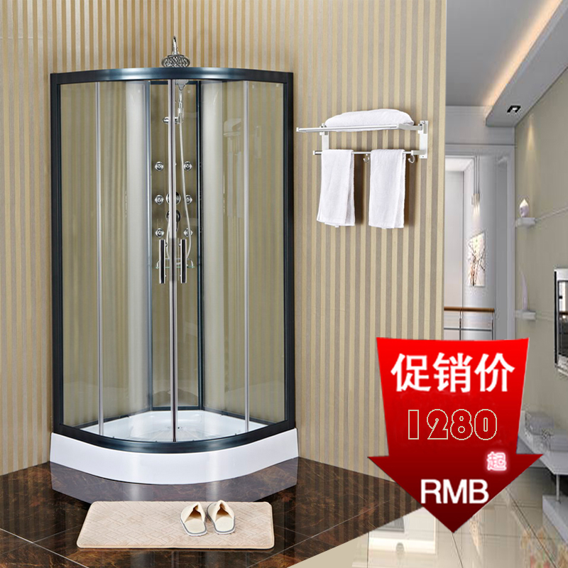 Arc fan type four-sided white glass design shower room hardware set of tempered glass overall simple bath room