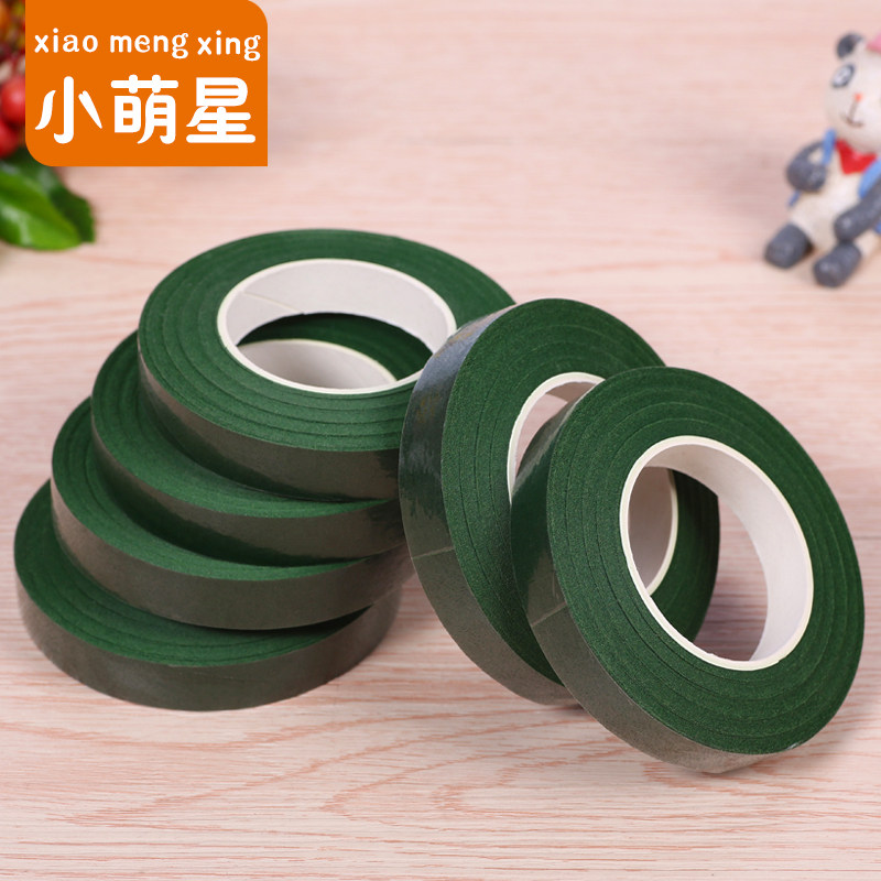 Floral green adhesive tape DIY handmade with flowers packaging bouquet Material green gardening wrinkled paper rubberized fabric