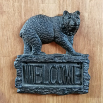 Forest bear cast iron welcome plate WELCOME decoration listing retro country shop welcome plate
