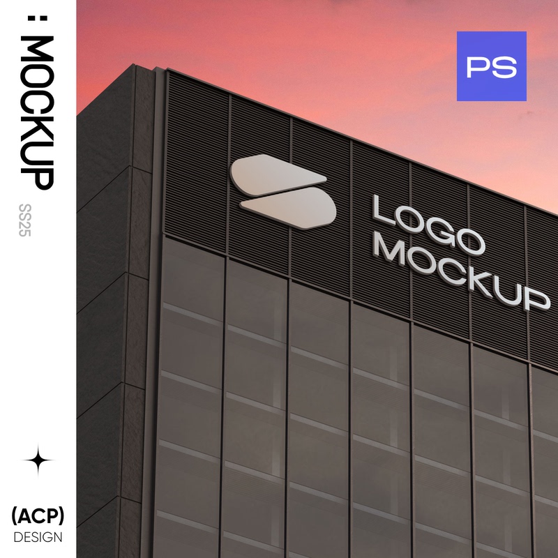 Ac-P Office Building 3D Logo Mockup Company Corporate Office Building Signage Building Exterior 3D Sign Ps
