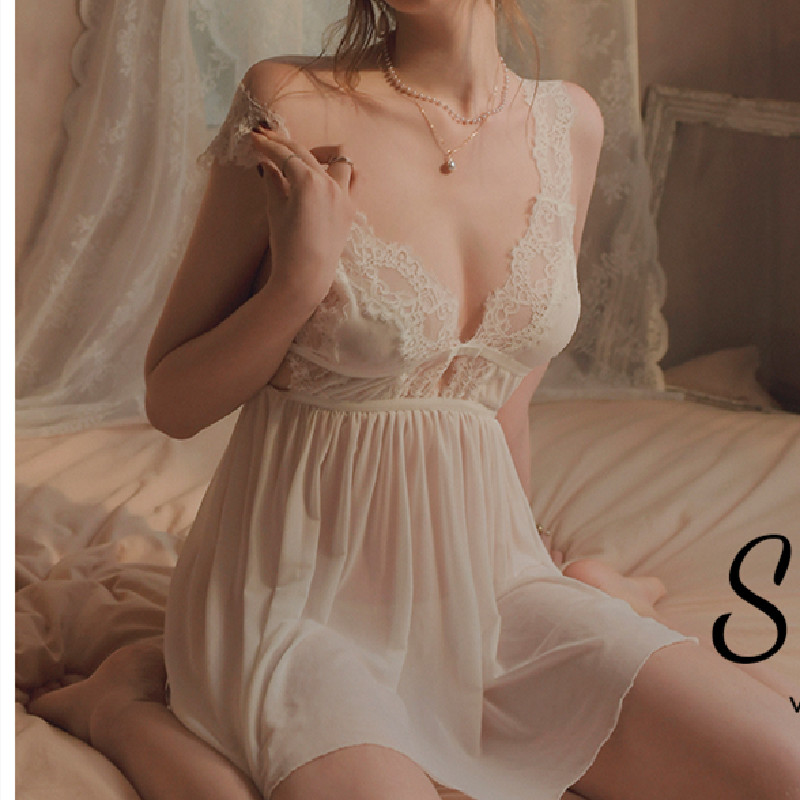 Small-toned pajamas transparent temptation to hang sleepy skirt sexy lace love pure little chest large underwear