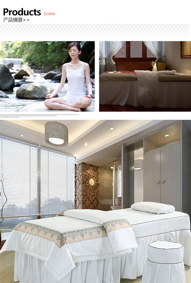 Đơn giản rắn màu dày cotton satin đẹp giường bao gồm bốn bộ của phòng massage khử trùng giường có thể được tùy chỉnh - Trang bị tấm ga chun bọc giường spa