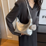 Универсальная серебряная сумка через плечо для отдыха, портативная сумка подмышку, барсетка, в корейском стиле, премиум класс