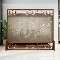 Customized Chinese entrance entrance screen partition wall living room decoration office Hotel solid wood barrier flower and bird seat screen