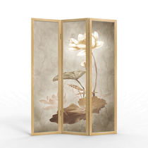  New Chinese style log screen partition wall living room solid wood simple modern bedroom folding mobile office folding screen