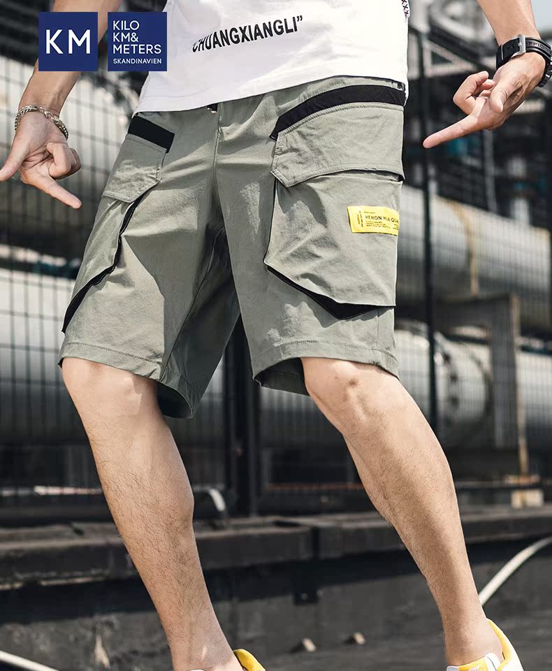 KM nam 2019 hè mới in rời bản vá năm quần lớn túi thời trang nam giản dị - Quần short quần nam đẹp