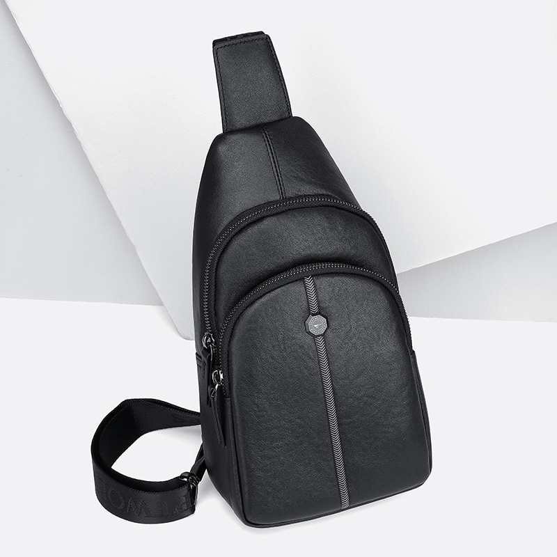 Seven Wolf Bull Leather Genuine Leather Genuine Leather Chest Bag men's bag Single shoulder bag Inclined Satchel Bag 2021 New leather clip Shoulder Bag