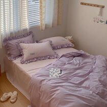 (Deer) Korean lace Lace Girl Hearts Cute All-cotton Washed Cotton Four Sets of Cream Cream Teamed Cream