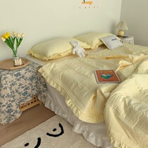 (Deer) Korean blogger recommended ultra soft snow spinning summer quilted by three sets of public main wind pure color quilted thin