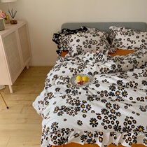 (Deer) 60 long suede cotton digital printed oil painted with wind lace four sets full cotton pure cotton 2m bedding