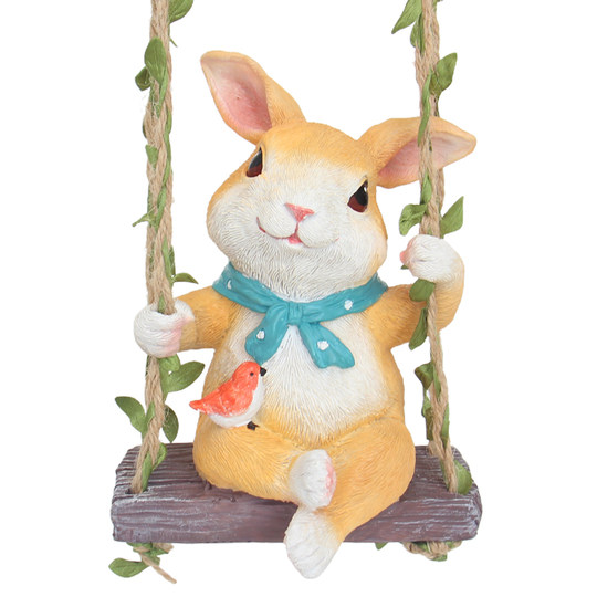 Garden balcony garden art outdoor hanging decoration bunny swing tree animal hanging pendant homestay decoration