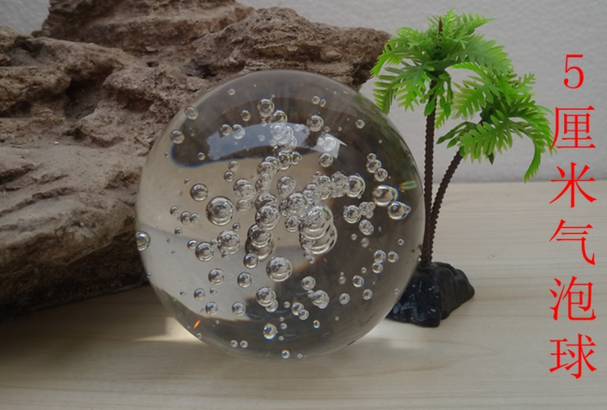 Đá nứt bóng may mắn đá sáng tạo pha lê chuyển hạt thủy tinh Phong thủy bóng nước bonsai nhỏ trang trí 5cm trang trí phòng khách nhà ống