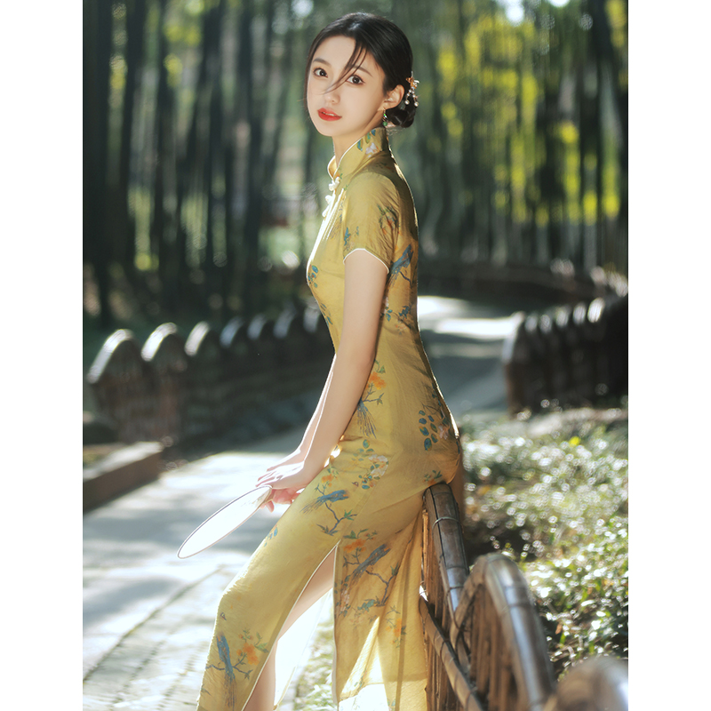 Summer retro lightweight elite advanced long cheongsam, 2023 collection, high-quality style