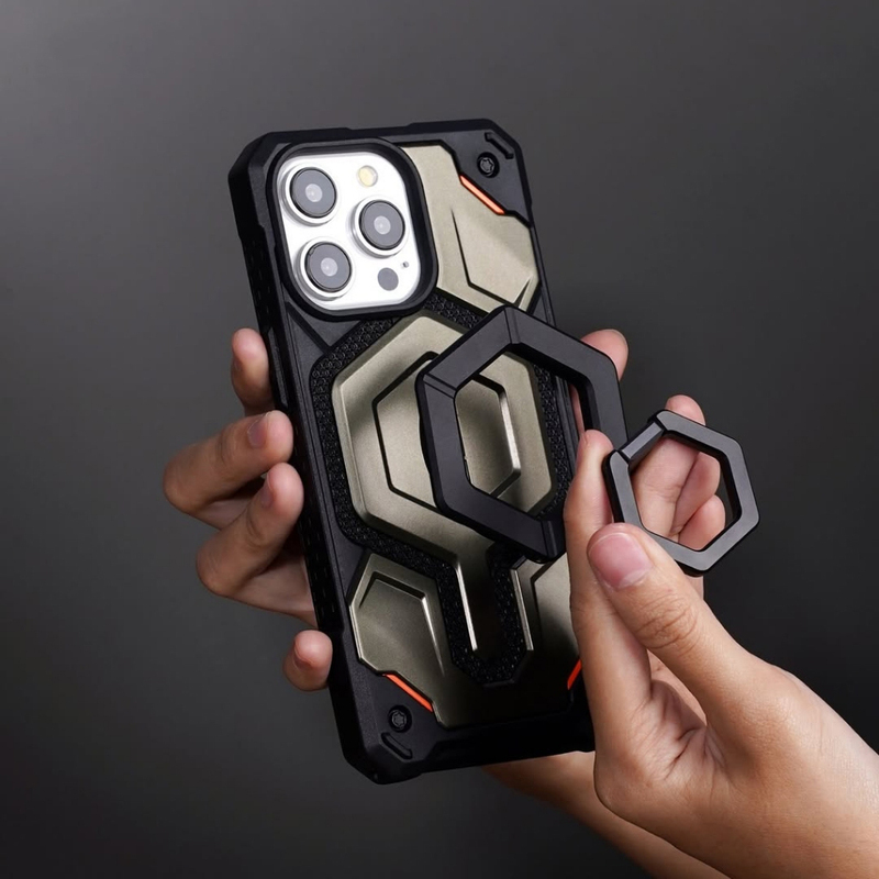 Uag Is Suitable for Apple and Samsung Mobile Phones, Magnetic Holder with Metal Ring Buckle, Detachable 360 ° Rotating Ring Grip