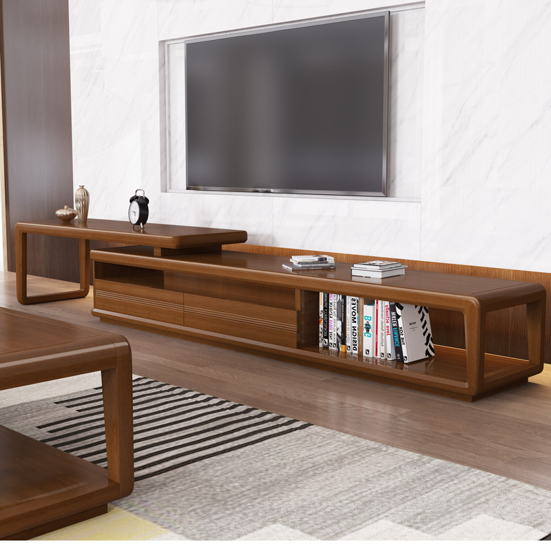 Nordic solid wood TV cabinet Composition modern minimalist tea table whole set tea table table New Chinese living room furniture