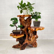 Thân gỗ rắn chạm khắc khung gỗ với nhiều tầng cây xanh bonsai bể cá khung gốc cây cơ sở hoa đứng phòng khách - Các món ăn khao khát gốc