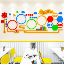 Primary school class cultural wall learning garden classroom layout 3d three-dimensional wall sticker bulletin board excellent works display painting