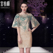 Banquet 2021 new noble fashion short slim slim dress Wedding reception mother sequin dress