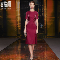 Xi mother-in-law wedding banquet dress dress mother young summer Chinese retro improved cheongsam temperament Noble