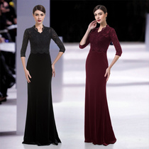 Black evening dress 2021 new banquet noble and elegant company annual meeting slim and thin fishtail dress skirt long section