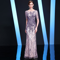 Mom evening dress women 2021 new fashion dignified atmosphere reception banquet slim slim evening dress large size long dress