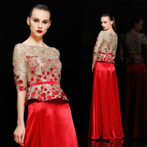 Evening dress 2021 new red large size bridal wedding toast dress elegant thin dress spring and summer female long section