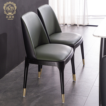 Hotel restaurant solid wood Nordic modern dining chair simple backrest small apartment household dining chair designer leather cloth chair