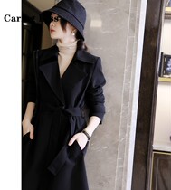 Caring Kiss style style acetic acid minimal wind - coat coat for long suit - collar belt