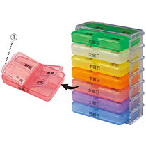 Japan Colour portable for 7 days a daily separation of the medicine box with the four with labels on 1st