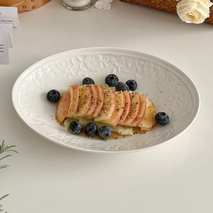 Мисс сахарная инсессионная овальная тарелка белый высококачественный смысл 10-дюймовый керамический керамический салат салат для завтрака тарелка рыб