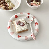 Керамическая тарелка Miss Sugar Love. Красивая миска для риса. Цветная подглазурная маленькая тарелка для свежего ужина. Десертная тарелка. Миска для йогурта.