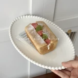 Miss Sugar Внешняя торговля Корейская ins Керамическая тарелка Жемчужная овальная тарелка Тарелка для завтрака Западная тарелка для послеобеденного чая Десертная тарелка