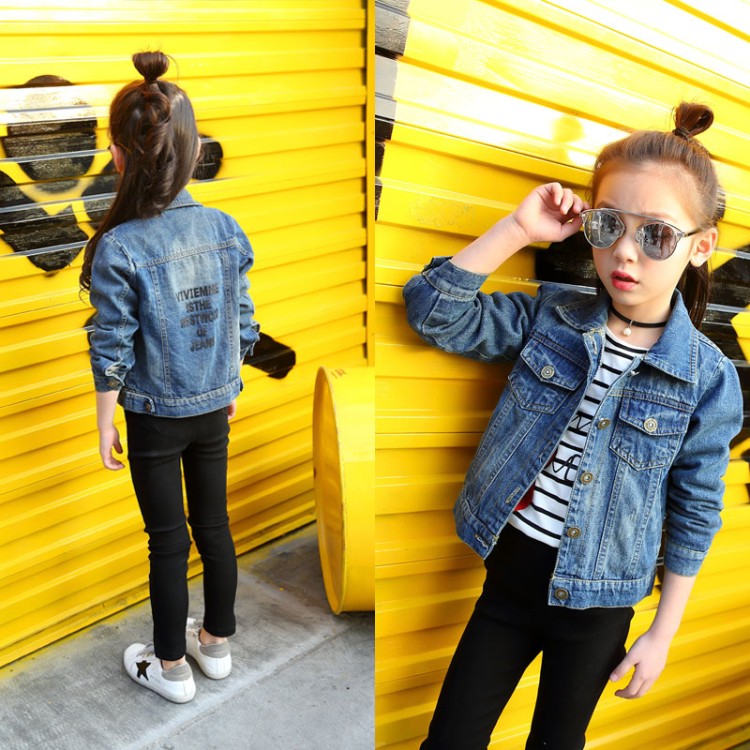 Áo khoác denim nữ mùa thu 2019 mới Hàn Quốc phiên bản 12-15 tuổi big boy nước ngoài thời trang giản dị áo sơ mi thủy triều - Áo khoác áo khoác phao trẻ em
