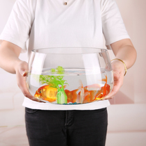 Fish tank Transparent glass desk Creative hydroponic round goldfish tank turtle tank Mini desktop small turtle tank