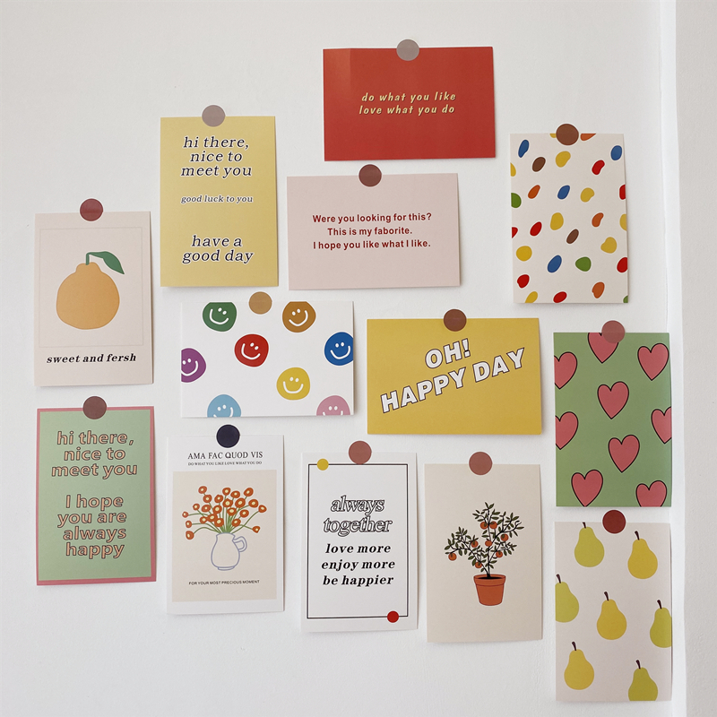 ins Cute small fresh flower card room dormitory wall decoration sticker Simple wall sticker card soft outfit