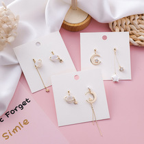 925 silver needle Korean version of temperament pearl shell star moon planet asymmetric earrings personality temperament earrings female