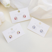 925 Silver Needle Small Zircon Butterfly Ring Earrings Japanese and Korean Pop Girl Wreath Small Earrings Earrings