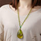 Ethnic style beeswax necklace long green ghost amber gourd pendant clothing accessories retro all-match sweater chain