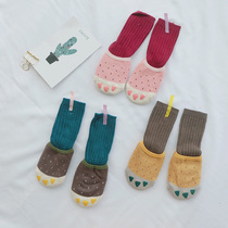 Autumn and winter childrens paw suit socks Baby baby non-slip tube socks thickened terry boat socks INS socks shoes