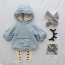 Childrens clothing Baby coat Winter girls  top Winter velvet thick windproof cotton coat Male baby out of cotton coat