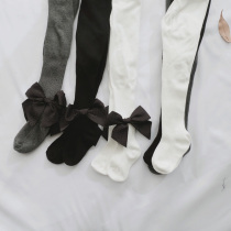 Girls pantyhose baby baby bow spring autumn big pp cotton Princess white childrens leggings socks