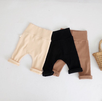 ins autumn Korea same baby big pp leggings men and women baby Joker thread elastic high waist belly pants