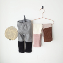 INS Korean childrens clothing 2021 spring and autumn mens and womens baby wild stretch leggings Infant cotton patchwork pants